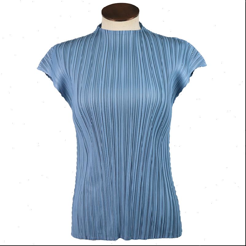 

latest miyake womens t shirt pleated loose sleeveless summer thailand classic solid color small flying sleeve tp5064, White