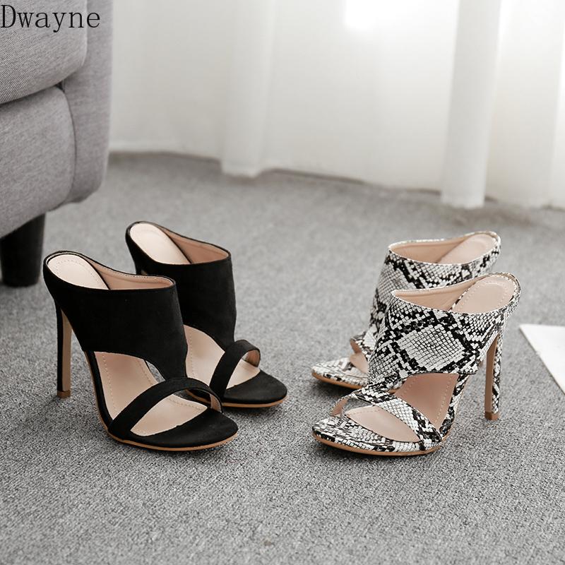 

Slippers High-heeled Female Summer 2021 Sexy Stiletto Fashion Wear A Word Drag, Black