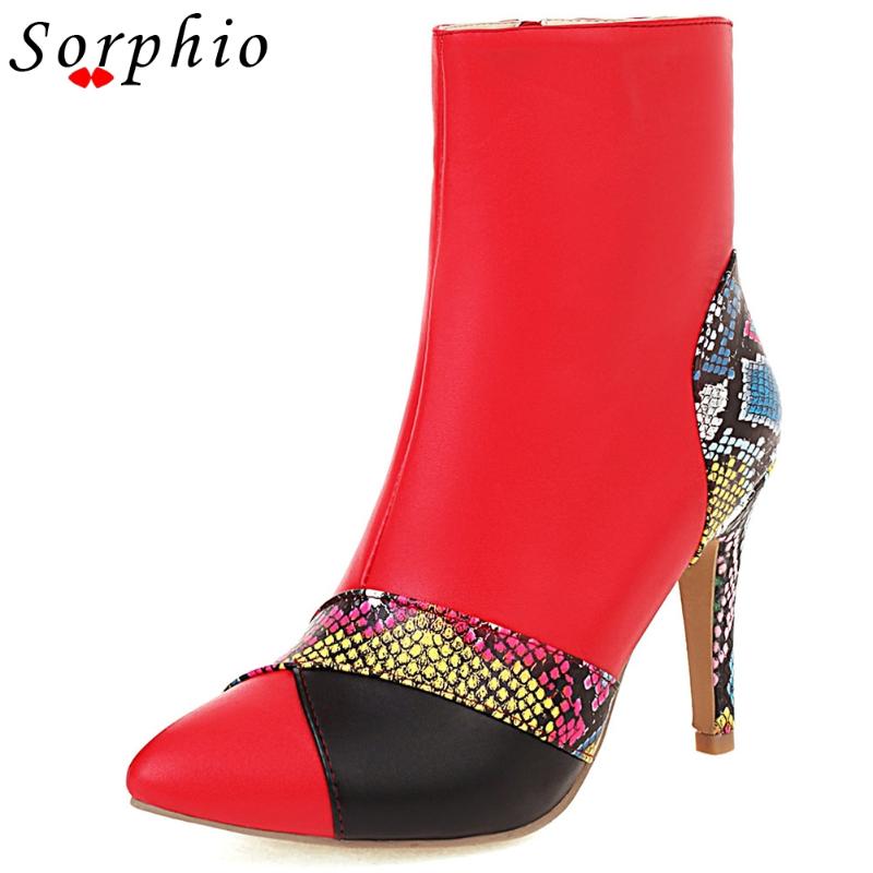 

Boots Female For Women Autumn Pinted Toe Thin Heels Ankle Women's Shoes Mature Sexy Fashion Goth Red 2021 Winter, Black