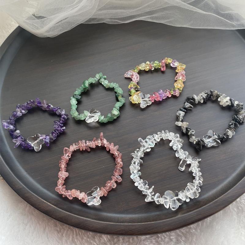 

Beaded, Strands Bohemia Colorful Transparent Natural Crystal Resin Butterfly Handmade Beaded Bracelet For Women Girl Beach Party Accessories