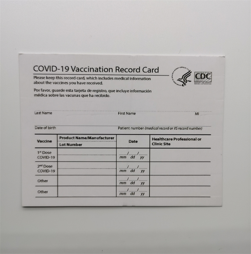 

4*3inch CDC Paper Vaccination Card Files Vaccinated Record Business Cards Fill the Information yourself 20pcs