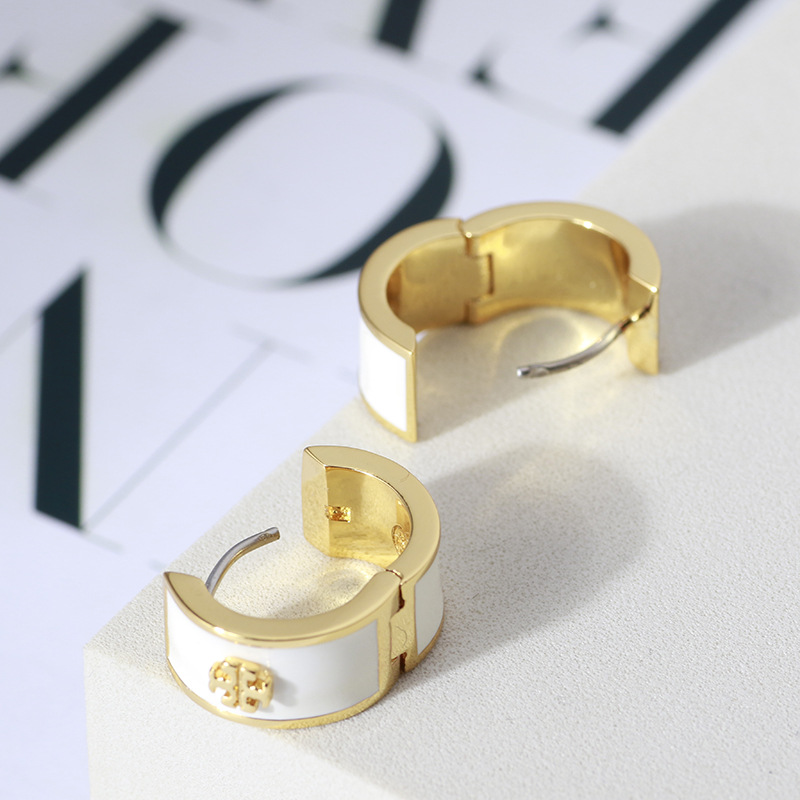 Half round shape with enamel blue black white pink hook earring in 1.5*0.8cm 18k gold plated for women wedding jewelry gift PS6649