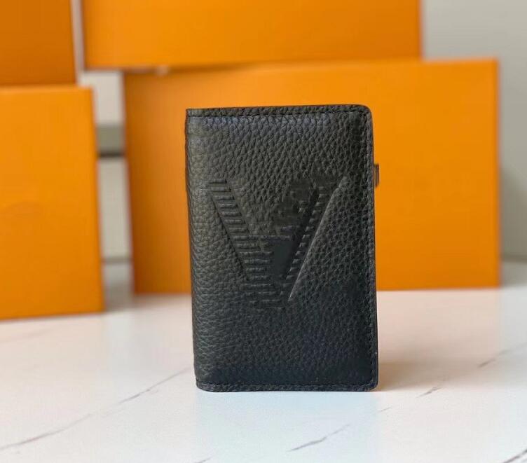 

Hiqh Quality Black Embossing Wallets Purses Mens Wallet Short Credit Business Card ID Holders Man Women Packet Bag Small Purse With Box, 02