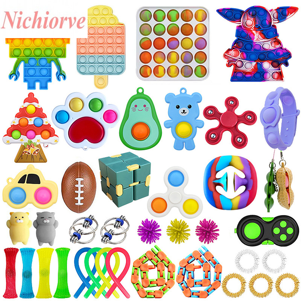 

Push Bubble Fidget Toys Set Anti Stress Strings Relief Adults Children Sensory Squishy Anti-stress Toy Packed Birthday Party Gifts