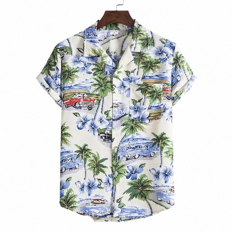 T-shirt pour hommes Imprimé 3D Imprimés graphiques Turndiques Vacances Plage Imprimer Tops à manches courtes Blanc L32O #