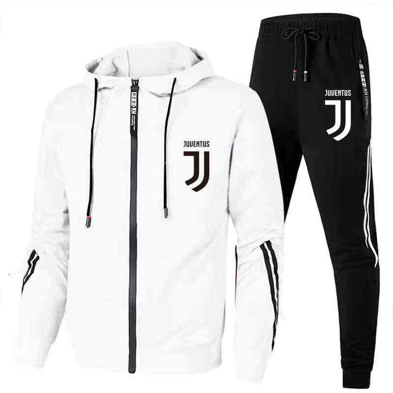 

New Hooded Sportswear Sweater Men's Football Uniform Hoodie Pants Zipper Two-piece Casual Sports Men's Brand Suit Running Sports G1209, 006