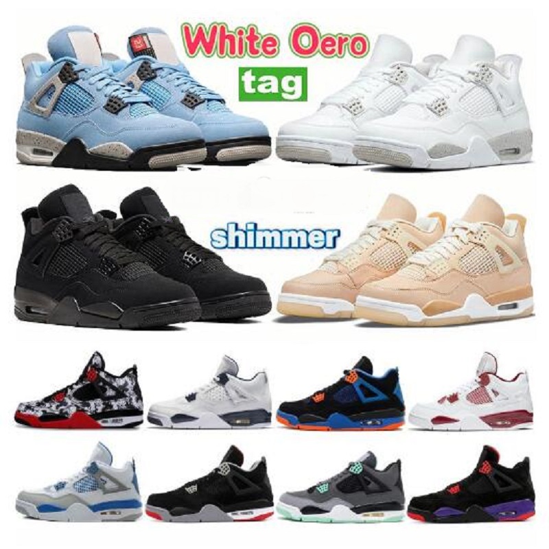 

High 4s 4 basketball shoes University blue white oero shimmer Black Cat Lightning union noir Fire red bred Pure Money metallic purple green sneakers women trainers, Color 7