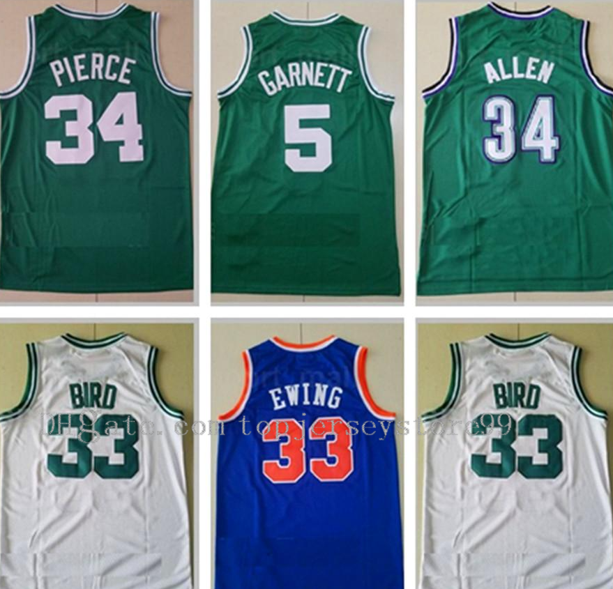 

Wholesale Mitchell Ness Wear Paul Pierce Larry Bird 33 Kevin Garnett Jerseys 5 Patrick Ewing Ray Allen 34 Throwback Basketball Jersey Vintage Green Blue White Team