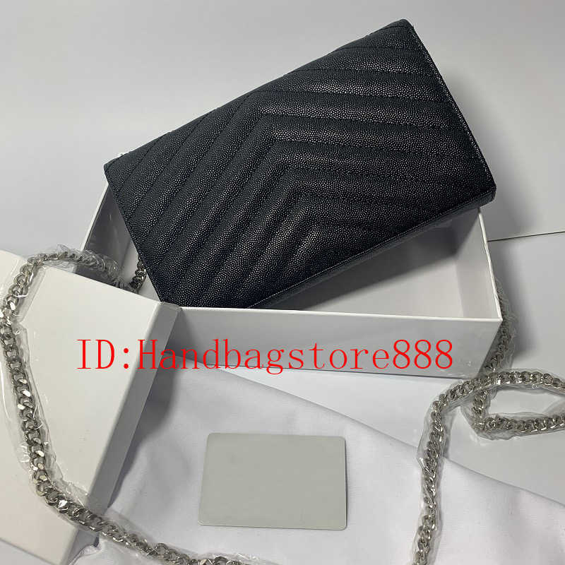 

CLASSIC FLOWER Original Box women crossbody bag Genuine Leather Handbag lady Shoulder bags Chain Purse card holder slot clutch Envelope Messenger, Black-gold chain