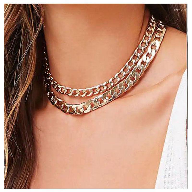 

Chains HaHaGirl 2021 Vintage Multi-layer Cold Punk Choker Necklace For Women Fashion Chunky Metal Alloy Chain Jewelry Gifts