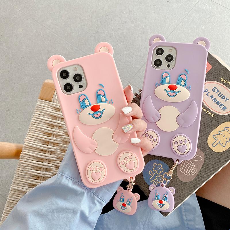 

Cell Phone Pouches Sleeping Bear Case For 11 12 Pro Max XR XS 8 Plus Cute Cartoons Net Red With Ornaments Silicone