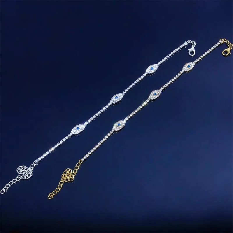 

Rhinestone Evil Eye Charm Anklet Bracelet for Women Girls Summer Beach Foot Jewelry Fashion Vintage Demon Eyes Anklets Accessories 2674 Q2