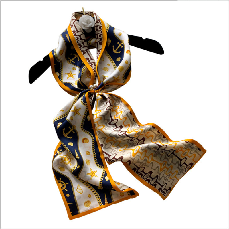 

Silk Ribbon Korean Style Reversible All-Match Arm Bag Hair Tie Belt Decorative Scarf for Women Spring and Summer Crepe Satin Strip Small Sca