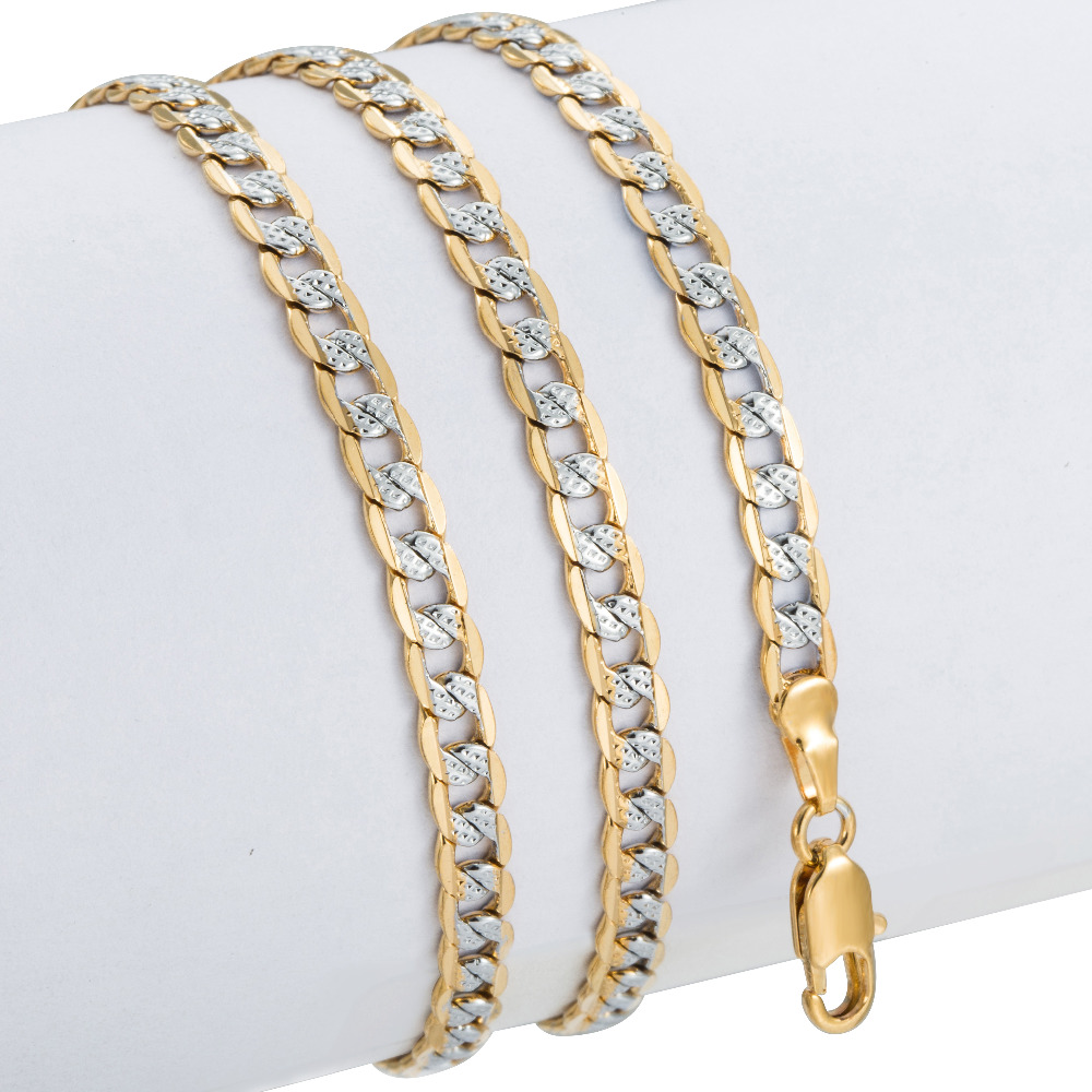 

Gold Chains Necklaces Men Women Cuban Link Chain Male Necklace Fashion Men's Jewelry Wholesale Gifts 4mm GN64, Silver