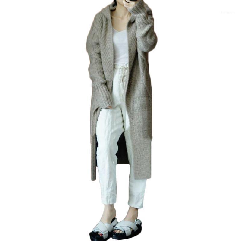 

Women's Sweaters 2021 Winter Fall Plus Size Womens Long Sweters Knitted Hood Cardigan Sweater Outwear Gray Chic Lady Gentle Soft Jackets, Black