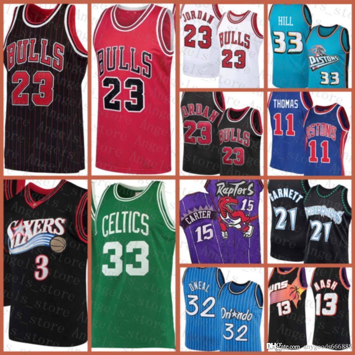 

Vince 3 Allen Carter Larry Iverson Bird Jersey Grant Isiah Hill Thomas Penny Shaquille Hardaway O'Neal Steve Bull Nash Garnett 33 Black, Black;red