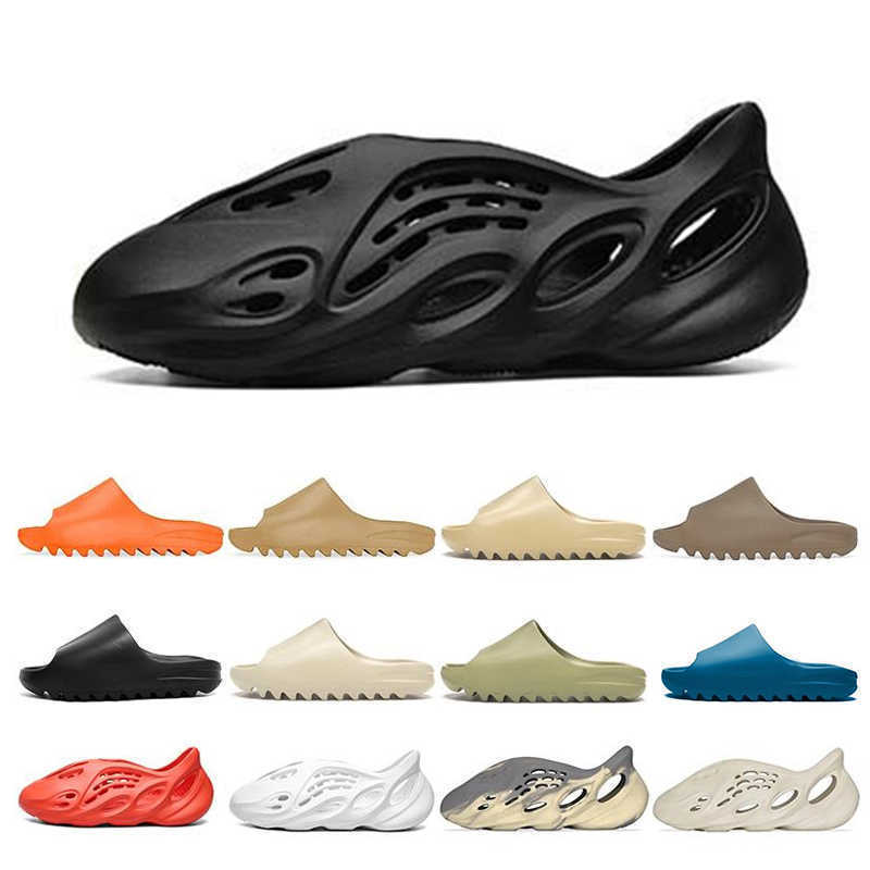 

Kanye Top Quality Sandals Slip-on Bone Slide Foam Rubber Men Women Slippers Enflame Orange Royal Blue Sandal Desert Sand Resin Moon Grey bb, Black