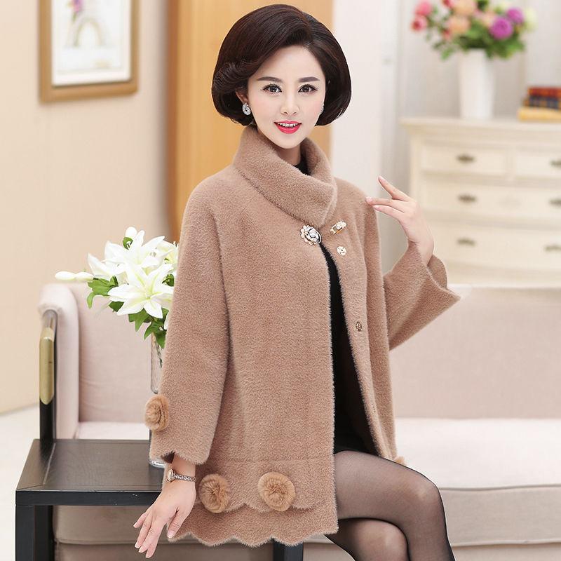 

Women's Fur & Faux Cashmere Women Coat 2021 Soft Autumn Warm Jacket Female Fluffy Teddy Winter Outwear, Red