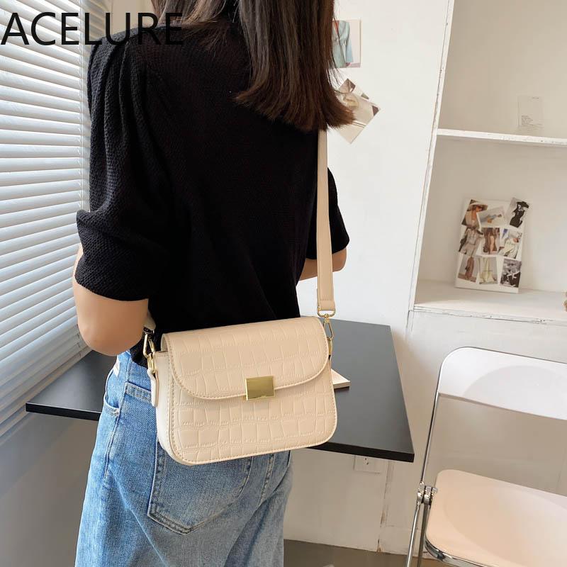 

Evening Bags ACELURE Small Cover Messenger Shopping Purse Bolsa Feminina Solid Color High Quality PU Leather Shoulder For Women, Black