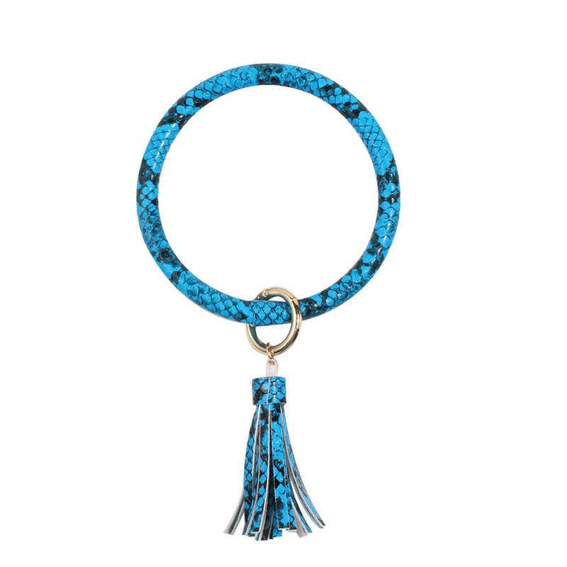 

Keychains Fashion Leopard Key Chain Tassel Pendant Luxury PU Leather Gift