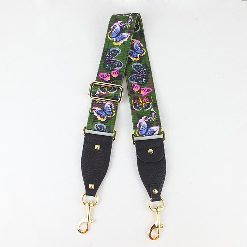

Bag Parts & Accessories Fashion Shoulder Straps For Handbags Women Belt Butterfly Print Canvas Leather Strap