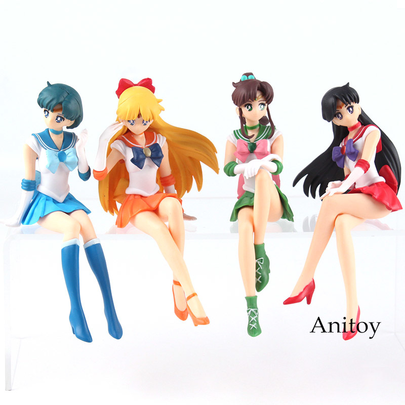 

Anime Sailor Moon Break Time Figure Sailor Mars Mercury Venus Jupiter PVC Action Figures Collectible Model Toy Doll Gift X0503, Sailor mercury