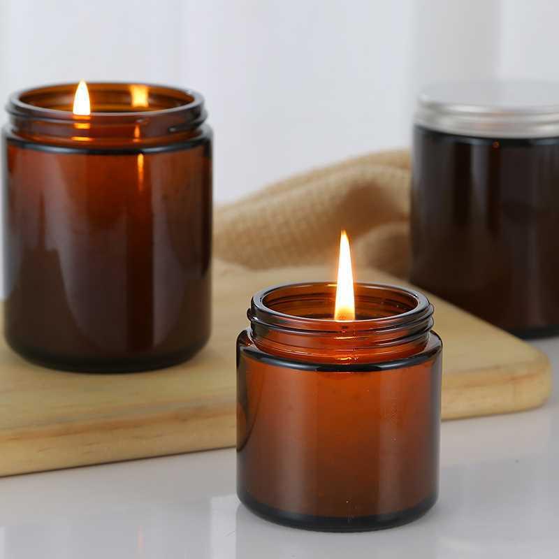 

Storage Bottles & Jars 100g Amber Glass Candle Jar Container With Lid