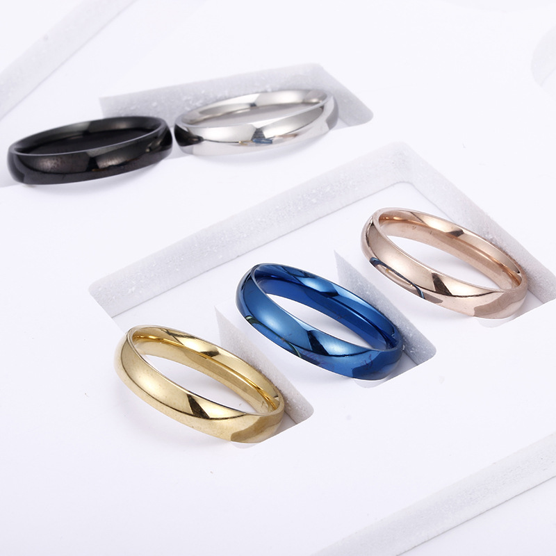 

4mm Thin Ring Female Jewelry Man Black Silver Color Rose Gold Stainless Steel Elegant Party Tail RingS for Women