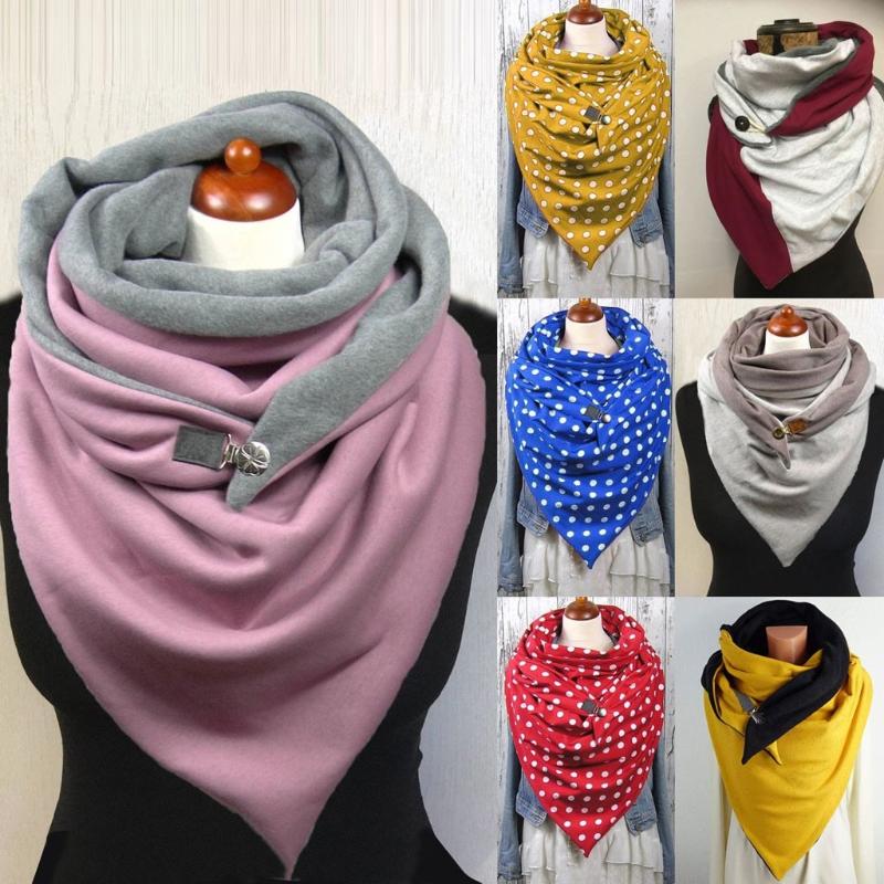 

Scarves Women's Shawls Vintage Plaid Patchwork Winter Warm Soild Stitch Printing Button Wrap Soft Casual