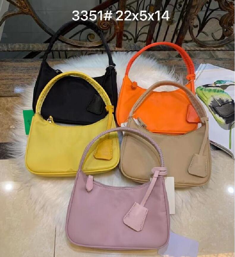 

2021 Top quality 9 colors Re-edition Underarm bag Nylon leather Shoulder bags Women Crossbody messenger Handbag wholesale, Pink model 1#3344