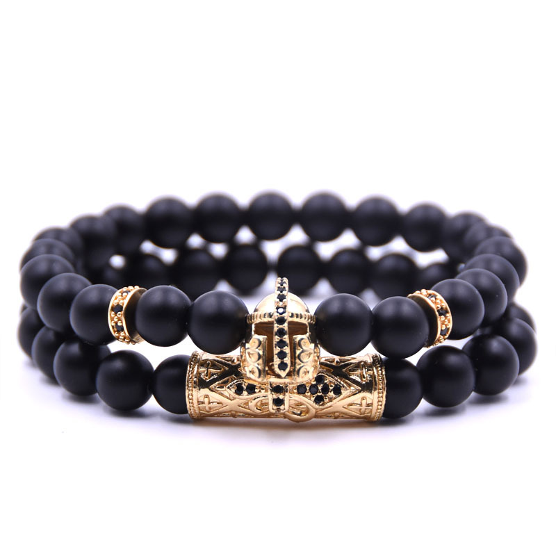 

New Popular Handmade Retro Micro Inlay Helmet Charm Bracelet for Men Gift