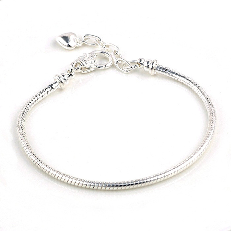 

Snake Chain Bracelets Love Smooth Clips Fit Beads Jewelry DIY 477 Z2