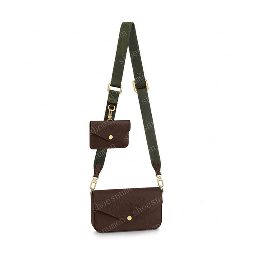 

crossbody bag women Multi Pochette 3in1 bags shoulder Genuine Real Leather handbag totes felicie strap go 608 with box chain wallets #FGO, #1 brown flower green