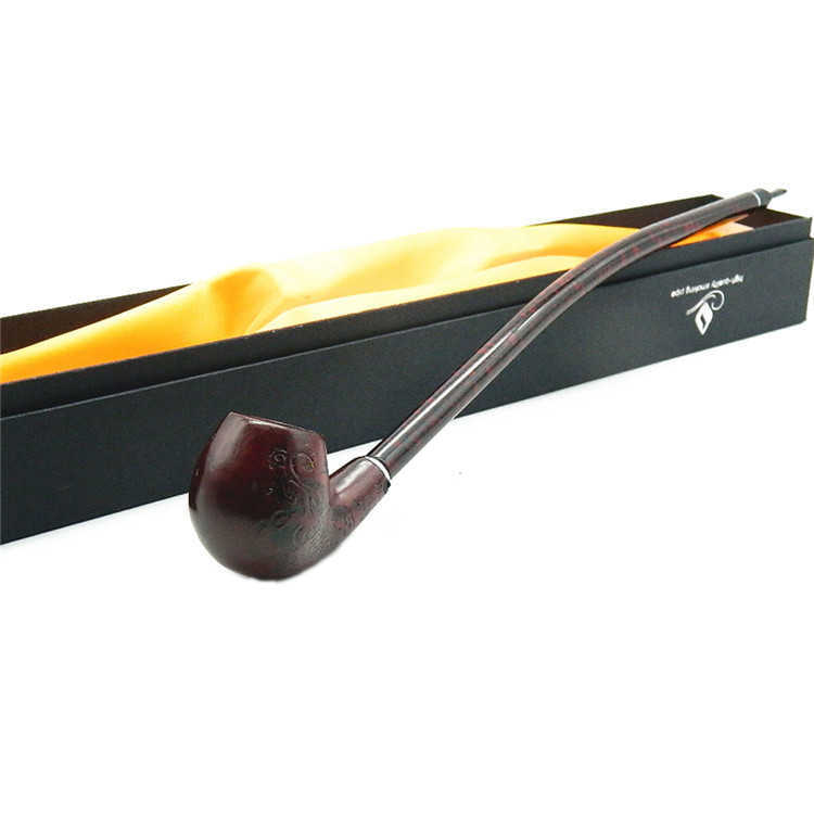 

Fine carved pattern red resin wooden fashion long thin pipe