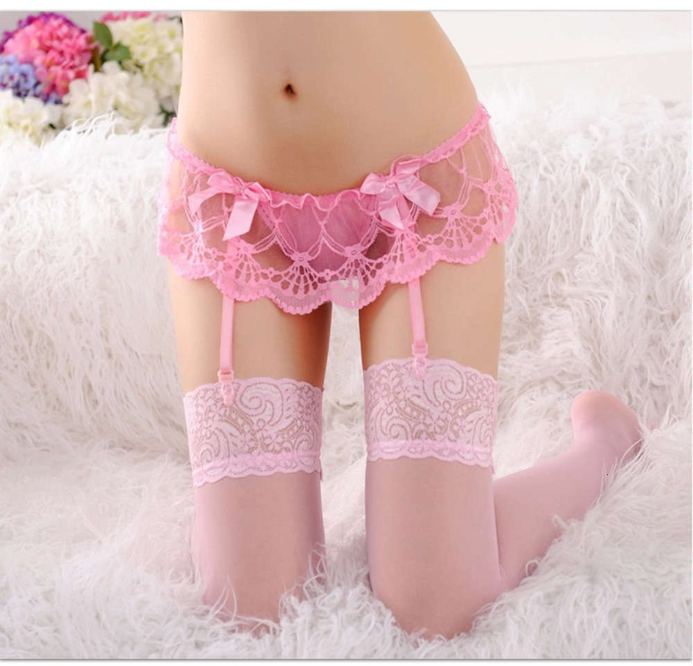 

Long fun sexy lace transparent Garter multicolor night lost 3017, Black;white