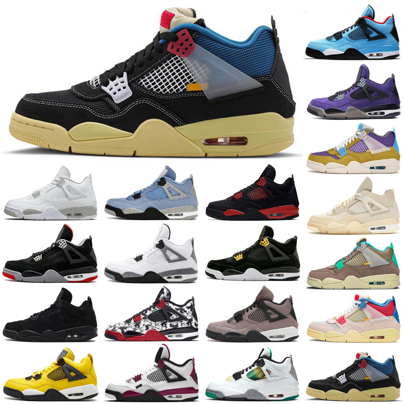 

Black cat 4 4s Jumpman basketball shoes bred neon wings encore cactus jack white cement womens mens stylist sneakers trainers US 7-13, As photo 21