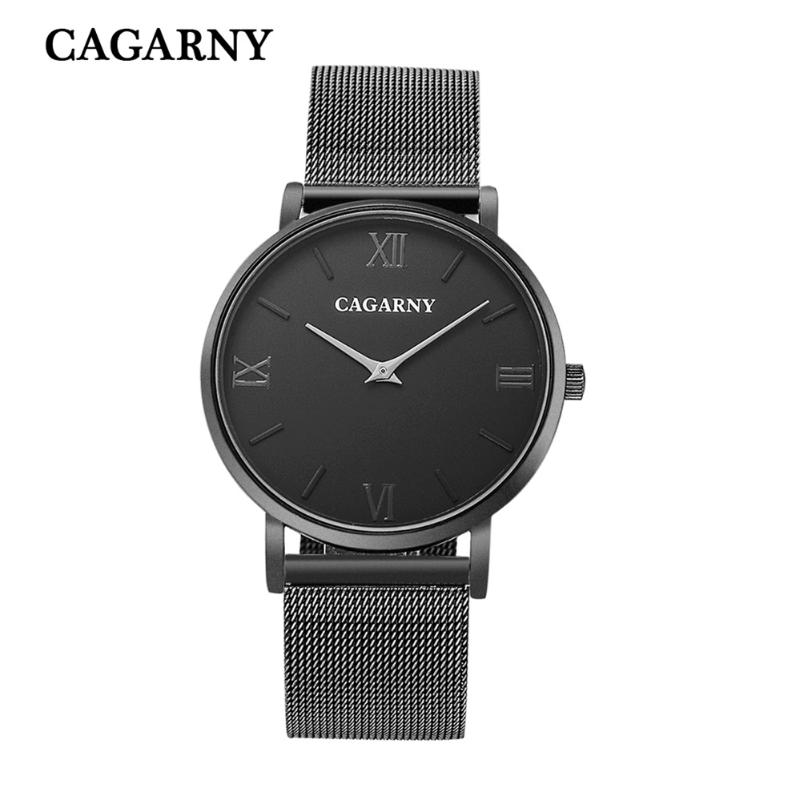 

Wristwatches CAGARNY Fashion Trends Men's Quartz Watch Stainless Steel Strap Black Luxury Simple Business Clock Relogio Masculino, Slivery;brown