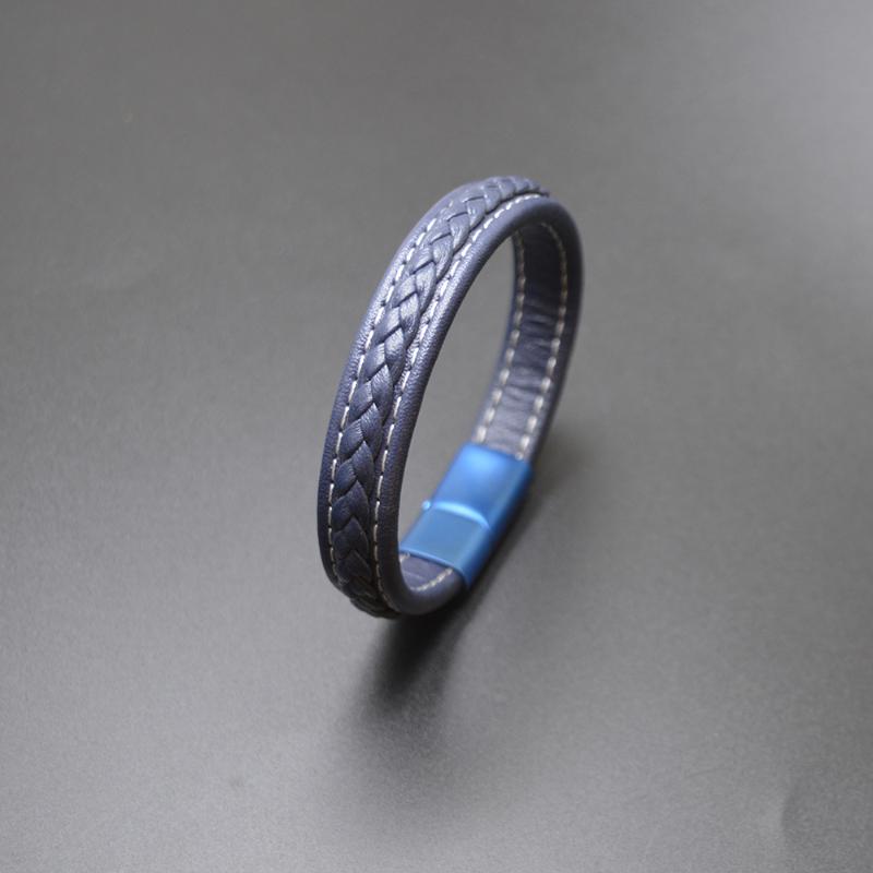

Beaded, Strands 5Pcs/Lot Custom Logo Trendy Leather Bracelets Men Stainless Steel Braided Rope For Male Female Jewelry