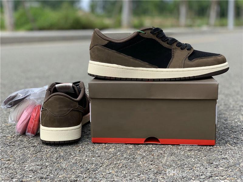

Top Quality 1 Low Shoes Cactus Jack Mens Womens Designer Sport Sneakers I Black Sail Dark Mocha University Red Fashion Trainers Come With Box