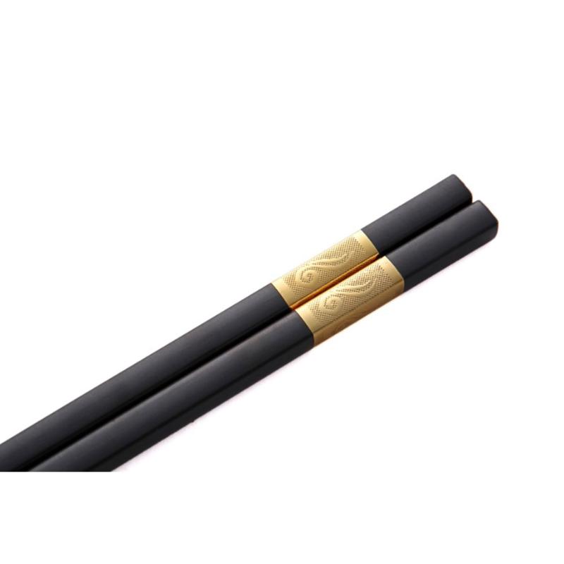 

Chopsticks 10 Pairs Alloy Stainless Steel Chinese Style Auspicious (Golden+Black)