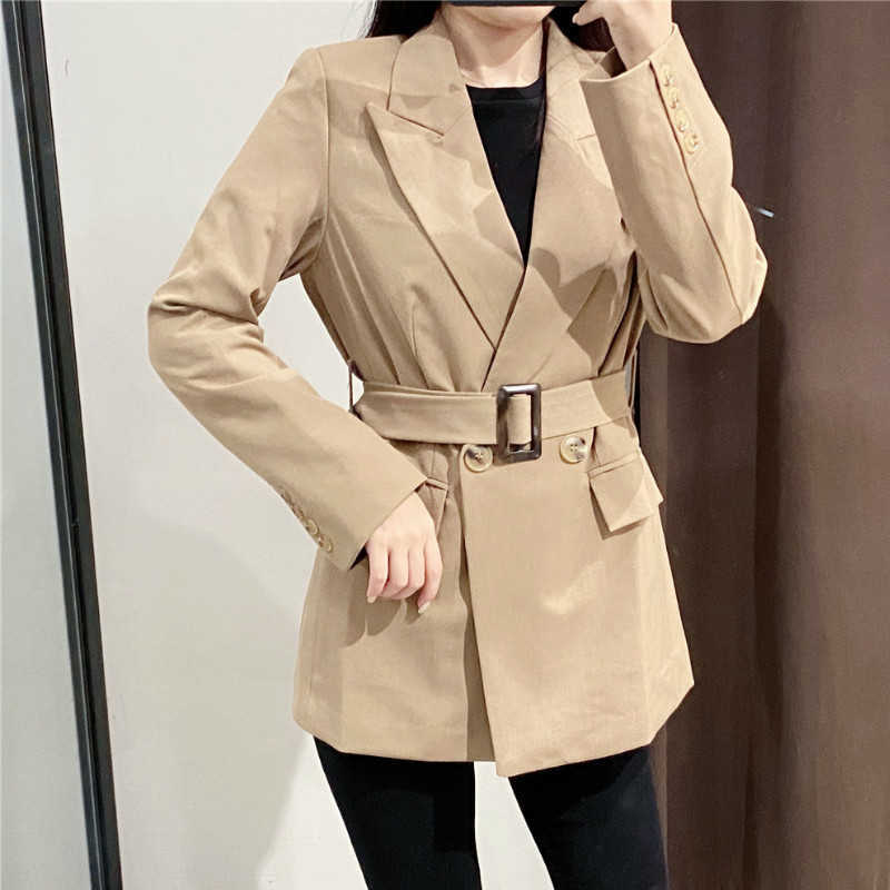 

Casual office ladies jacket suit Fall slim long sleeve blazer Temperament mid-length femininity 210527