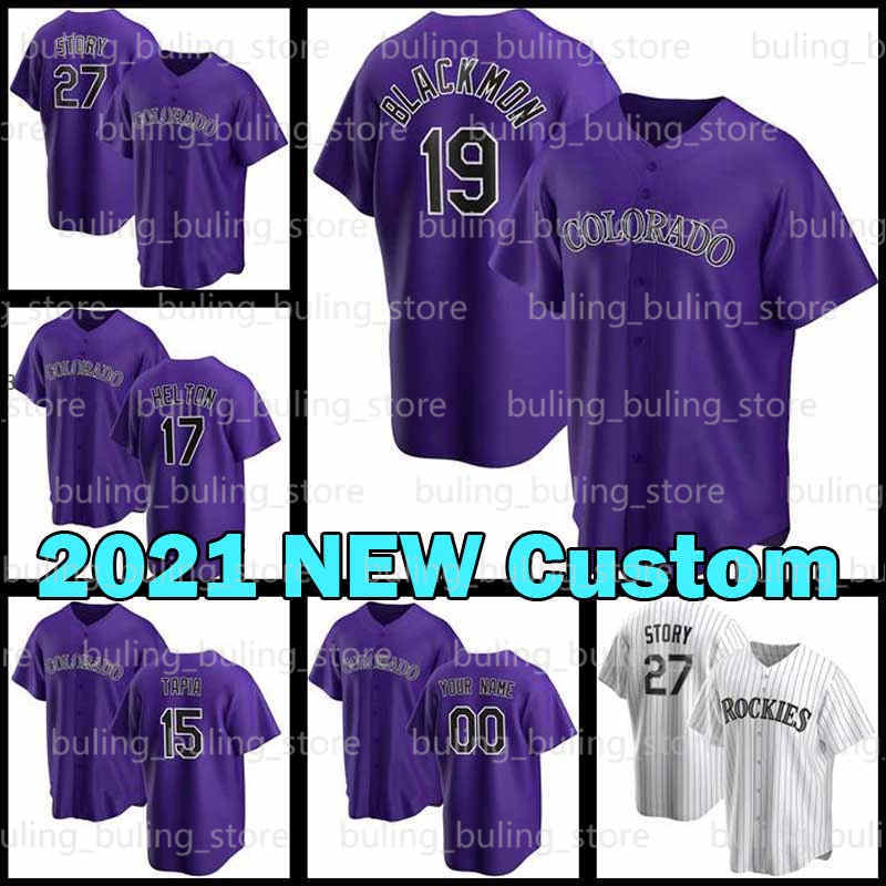 

19 Charlie Blackmon Jersey Rockies 2021 Custom Trevor Story 7 Brendan Rodgers 9 Daniel Murphy 21 Kyle Freeland Colorado Baseball, Blue;black