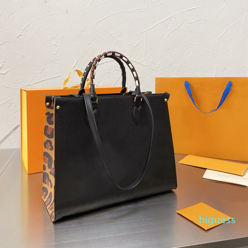 

M58521 M58522 Cowhide Emboss Onthego Leopard shoulder shopping bags Wild at Heart lady totes purse Designer handbags women fashion crossbody, Style 2