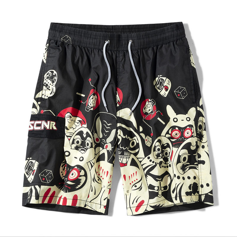 

fashion shorts summer beach pants men's casual pure cotton, White;black