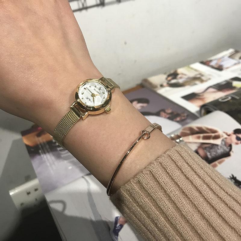 

Wristwatches Women's Watch Fashion Luxury LadY Small Alloy Mesh Strap Diamond Female Quartz Girl Gift, Slivery;brown