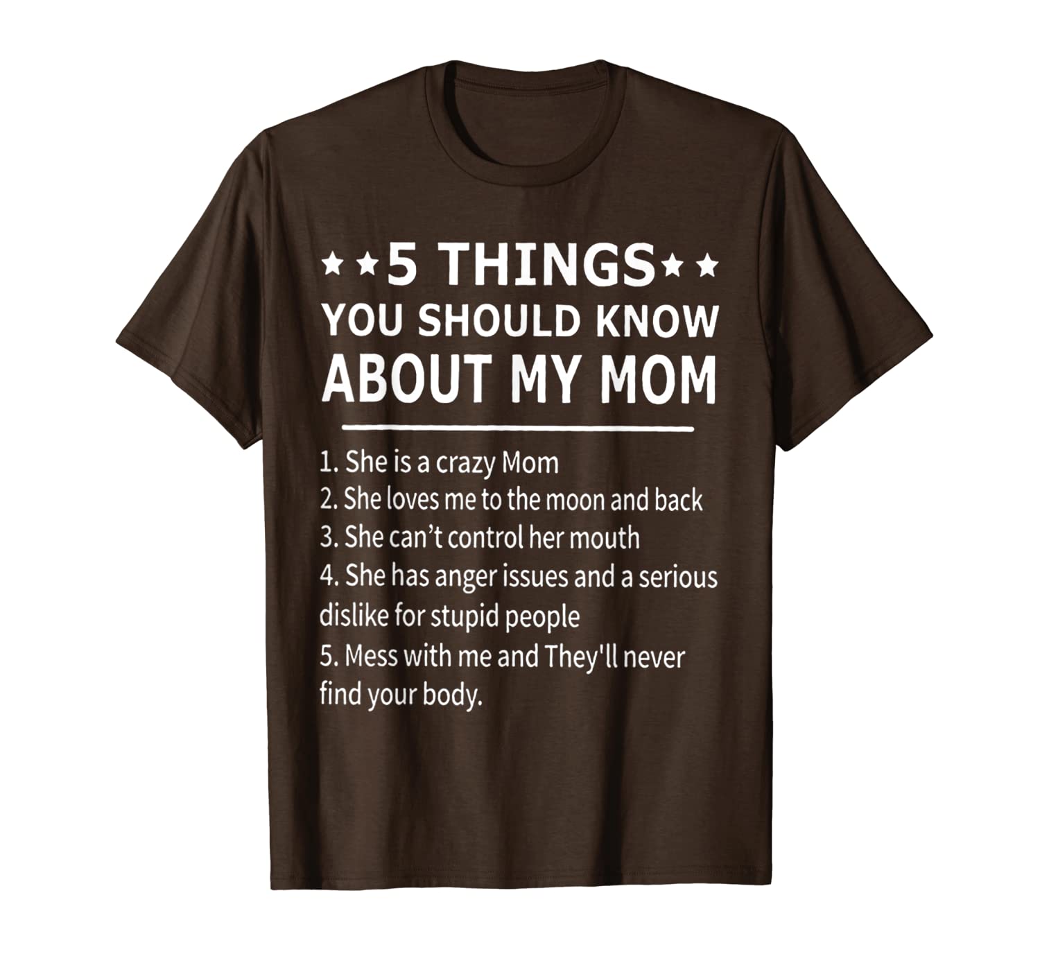 

5 things you should know about my mom tee shirt gift, White;black