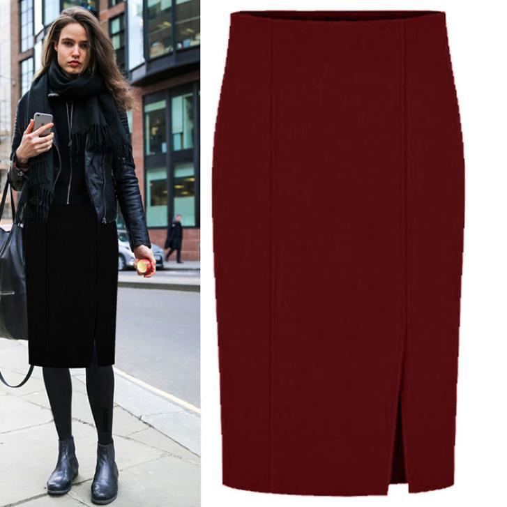 

Skirts 2021 Winter Woolen Skirt Arrival Women Ol High Waist Slim Package Hip Formal Career, Black