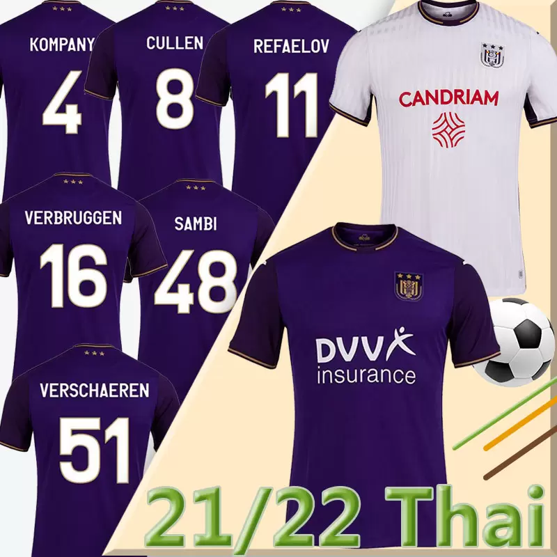 

21/22 RSC Anderlecht soccer jerseys VERSCHAEREN 2021 2022 RSCA TREBEL HOEDT CULLEN VERBRUGGEN Camiseta football shirt KOMPANY DELCROIX REFAELOV SAMBI PJACA jersey, Andelaihete 21-22 home