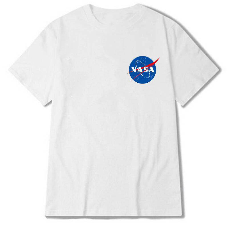 

NASA space T Shirt Men Fashion Summer Cotton Hip-Hop Tees Brand Clothing women Tops, White