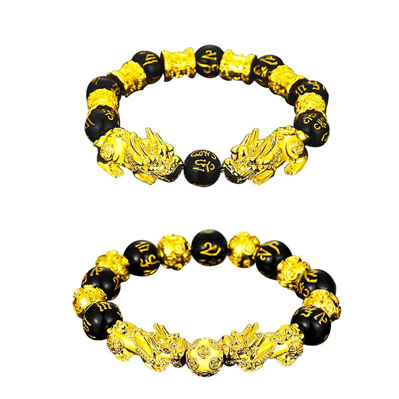 

Beaded, Strands Women Men Lucky Bracelet Black Obsidian Alloy Wealth Bangle Beaded Jewelry